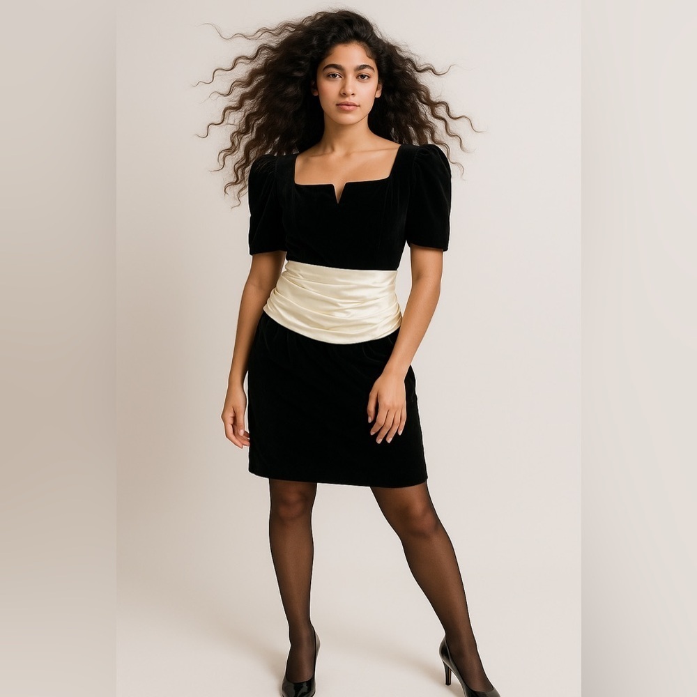 VINTAGE Jessica McClintock Gunnie Sax Black Velvet Dress 80’s 90’s Prom Sz 8